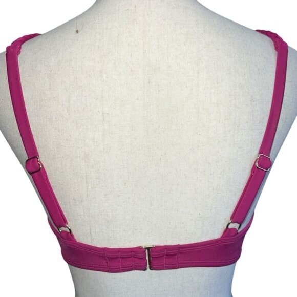 Shade & Shore Womens Lightly Lined Braided Strap Bikini Top Pink 34D NWT - Picture 2 of 8